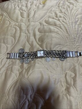 Betsey Johnson Silver-Tone Charm Link Bracelet Watch